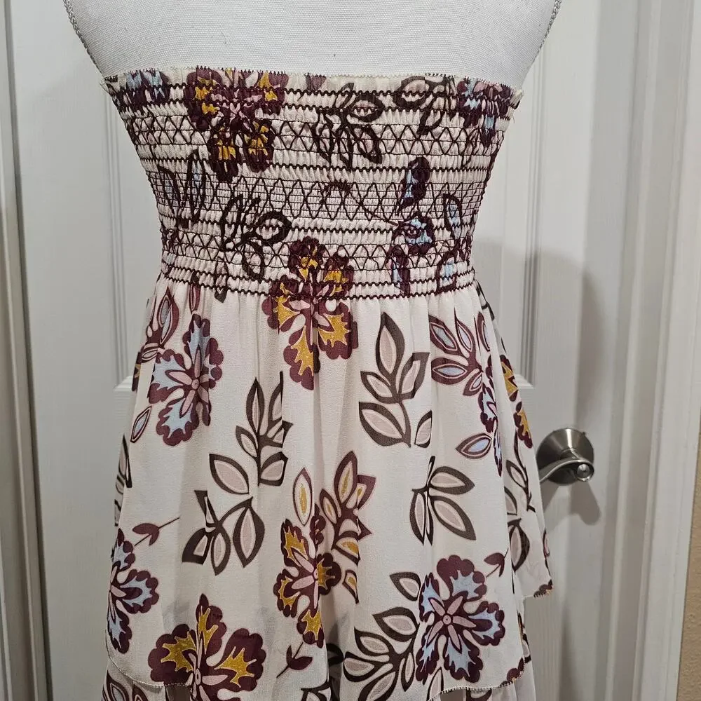 Tory Burch 100% Silk Floral Strapless Midi Dress Size S - Picture 3 of 6